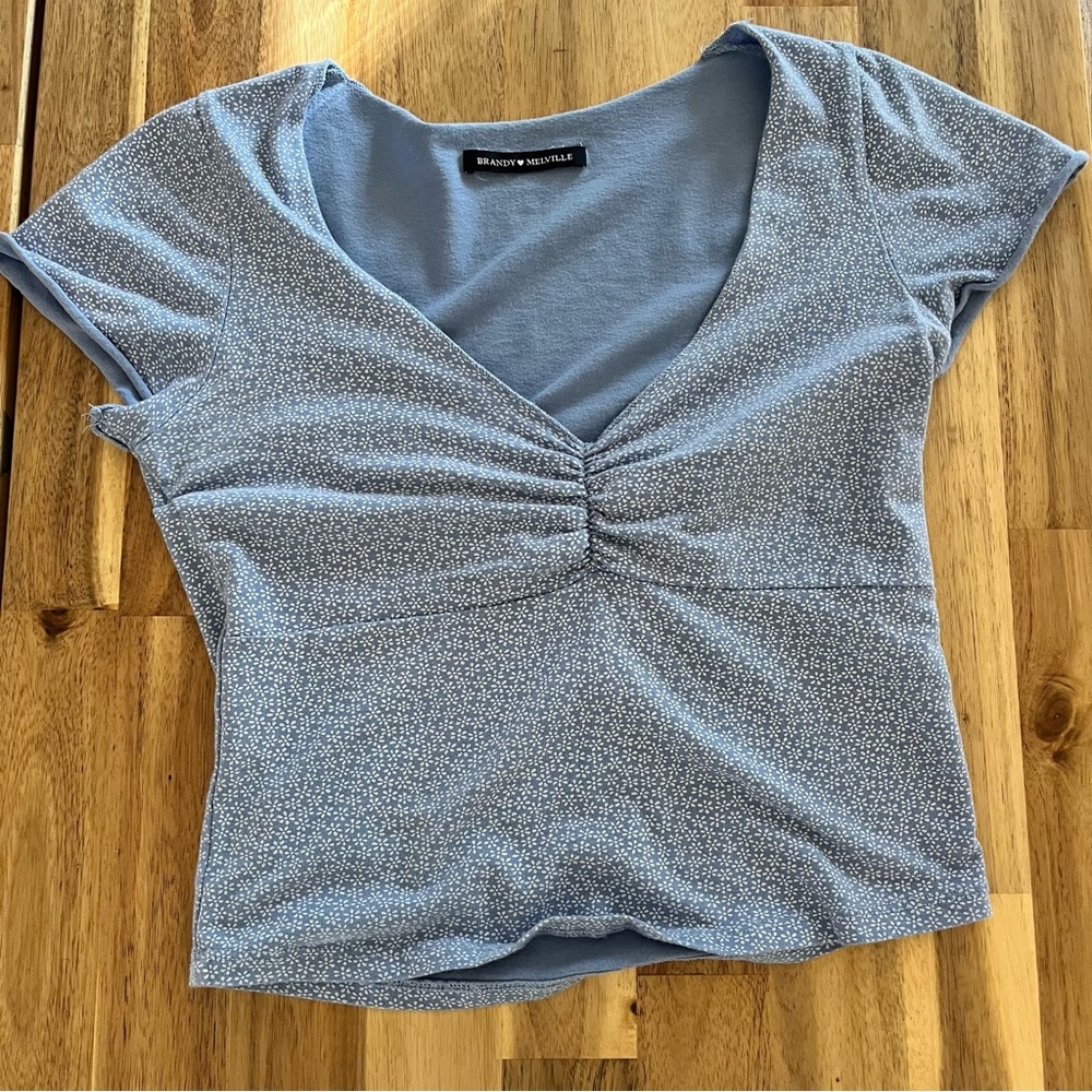 Brandy Melville Blue Floral Gina Top